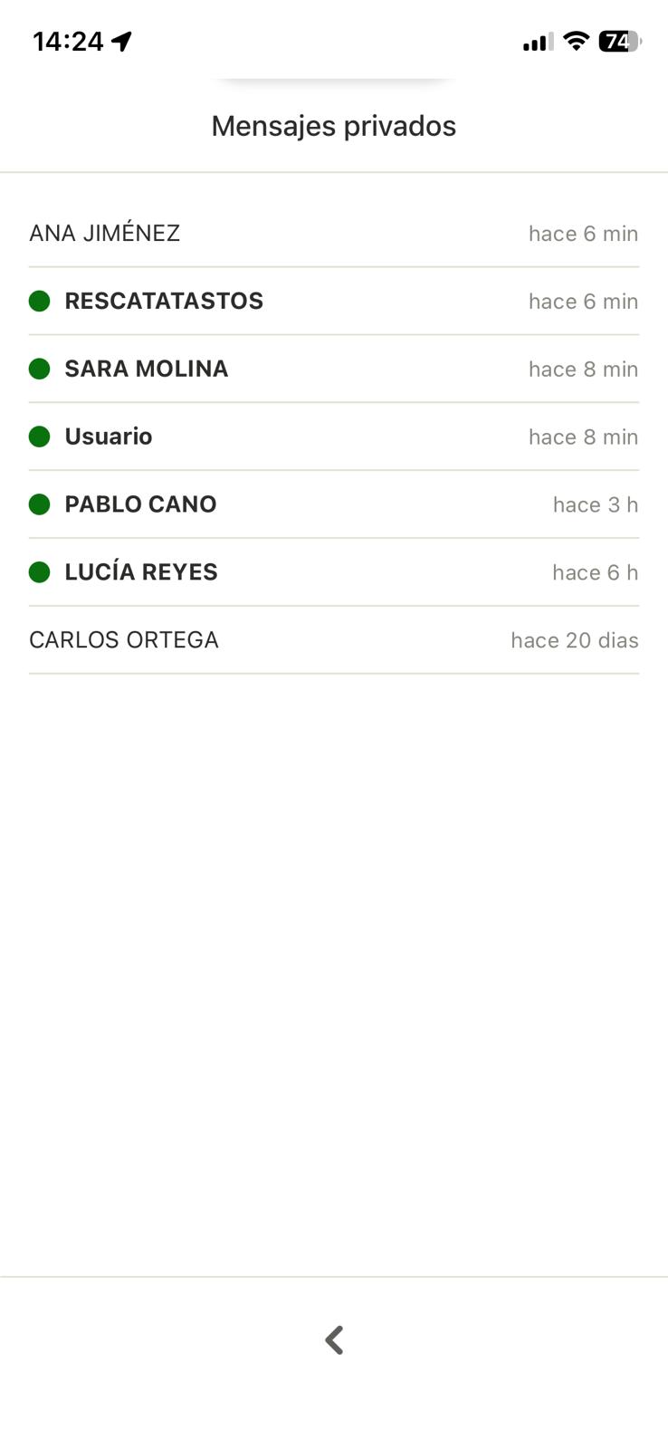Chat privado en Pingreen