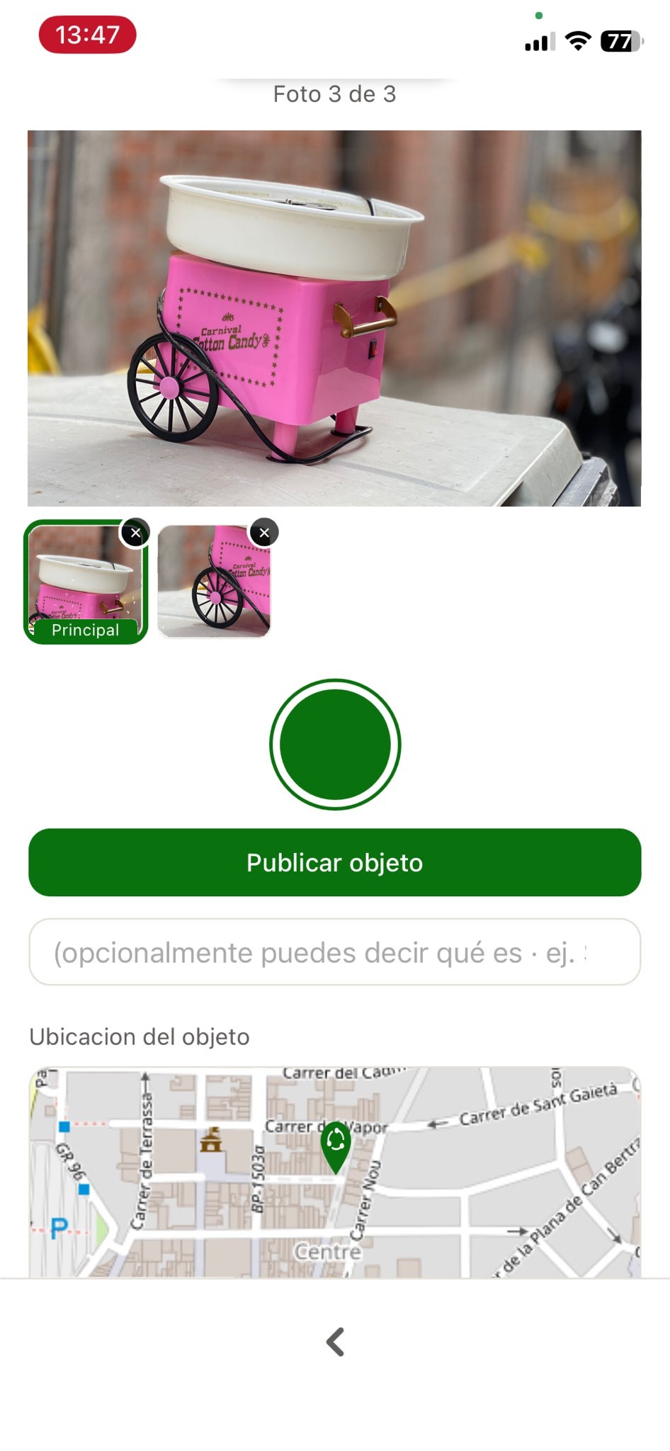 Publicar un objeto en Pingreen